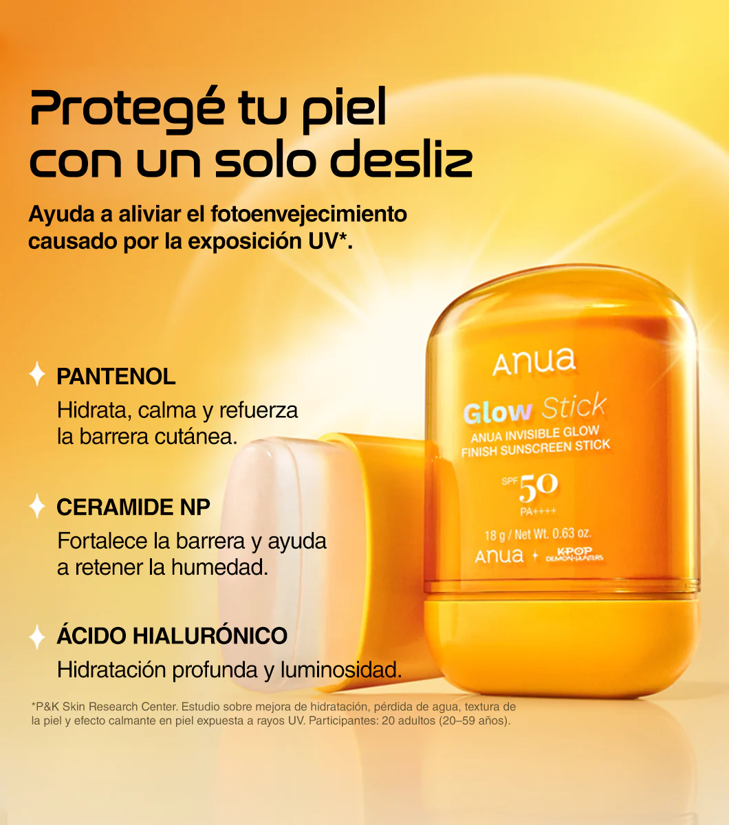 ANUA Invisible Glow Finish Sunscreen Stick 18g - Protector Solar en Barra Transparente con Ácido Hialurónico y Acabado Glow - Image 7