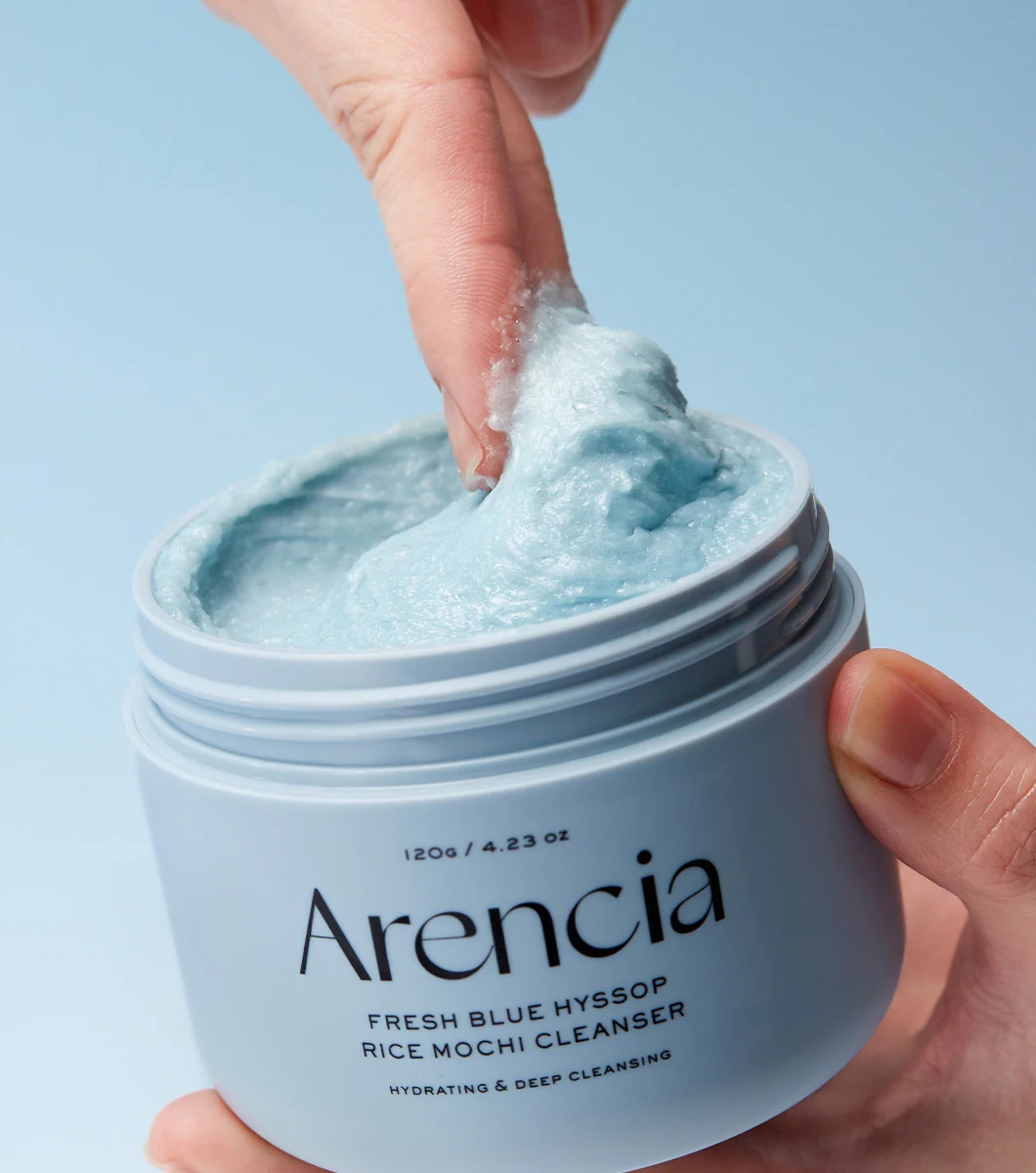 ARENCIA Blue Hyssop Rice Mochi Cleanser 120g – Limpiador Facial Artesanal Calmante con Hisopo Azul, Arroz y Pantenol - Image 3