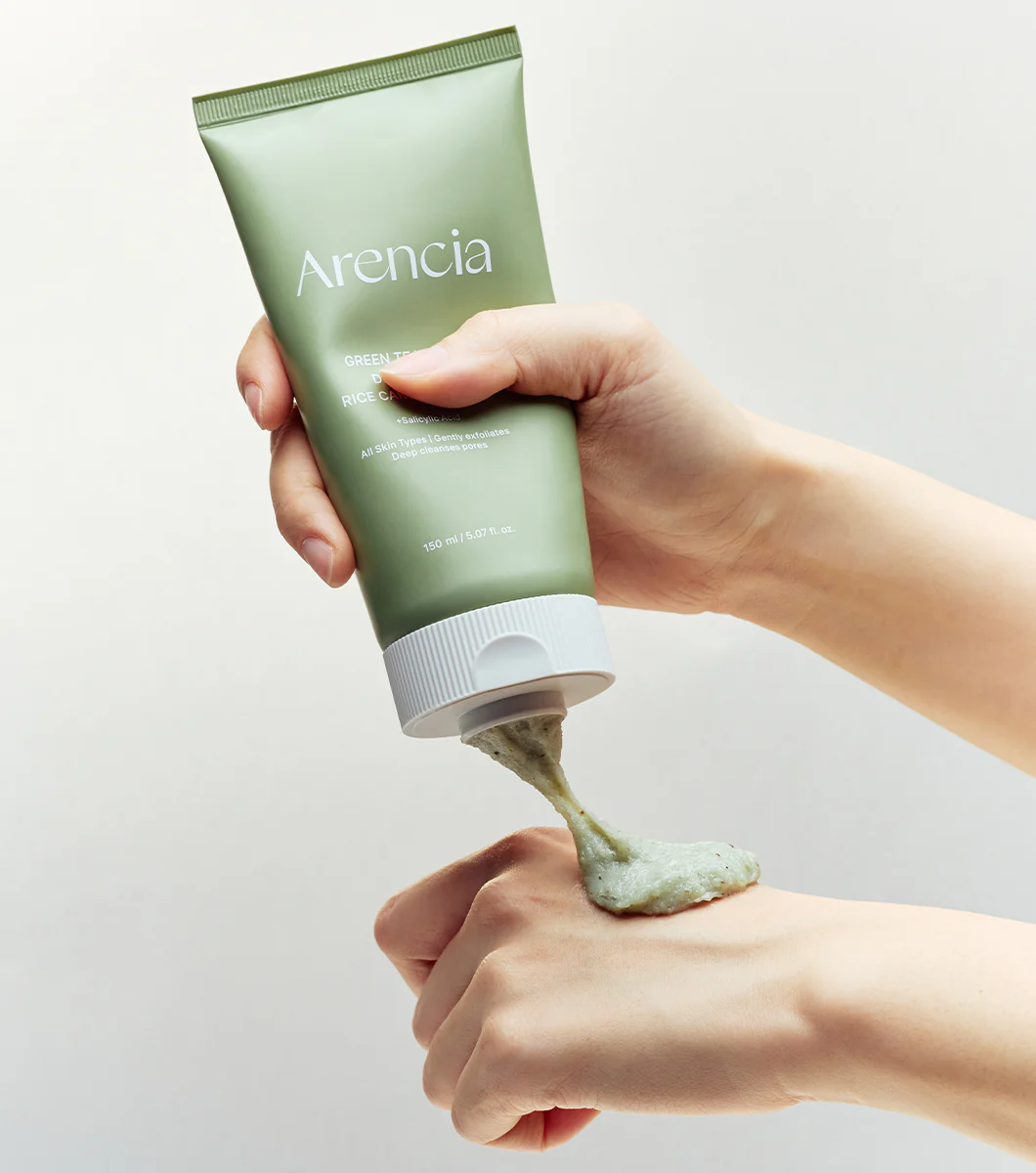 ARENCIA Green Tea + LHA Deep Pore Rice Cake Cleanser 150g – Limpiador de Poros Profundo con Té Verde, LHA y Polvo de Arroz - Image 3